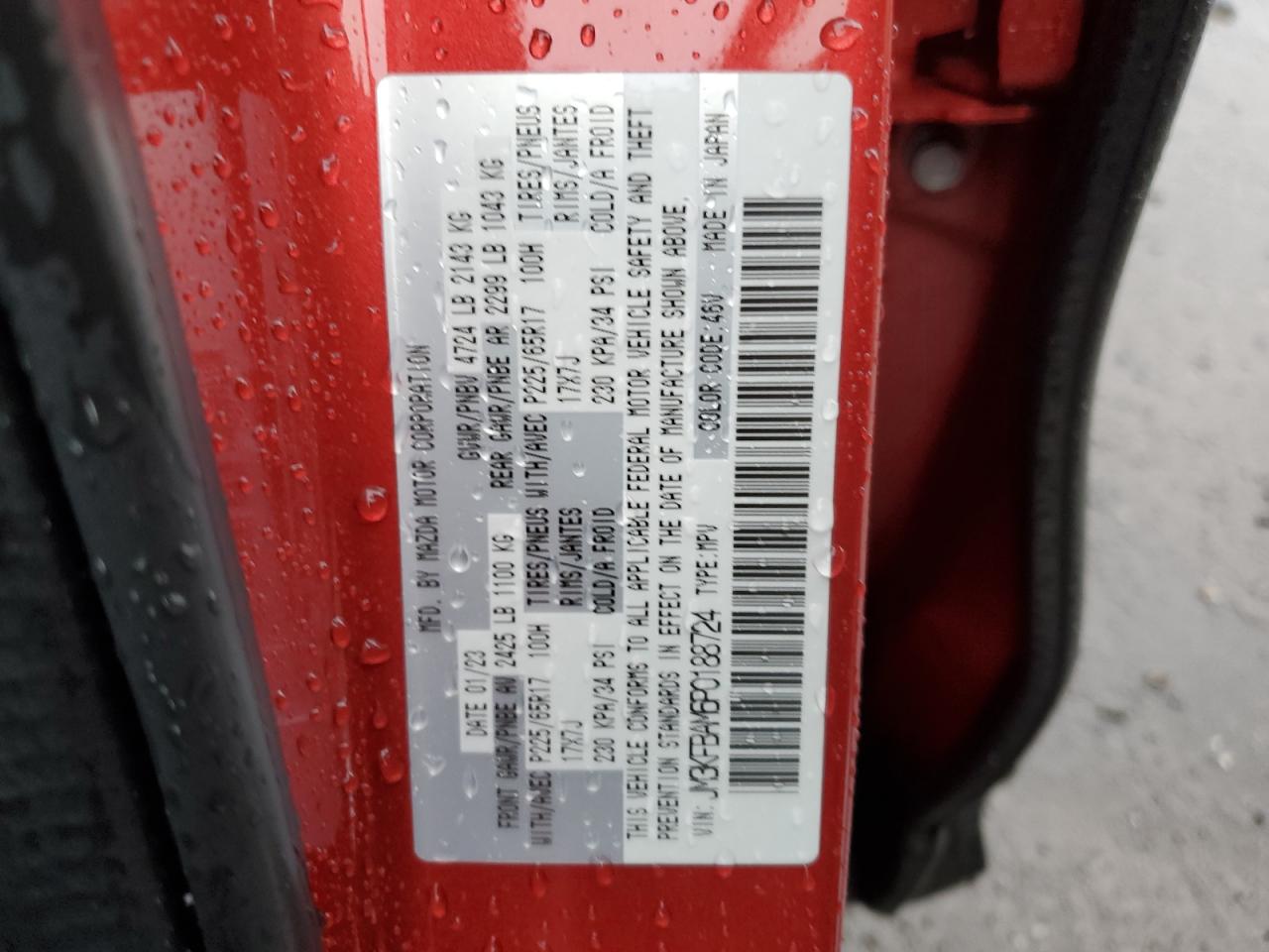 2023 MAZDA CX-5 VIN:JM3KFBAM6P0188724