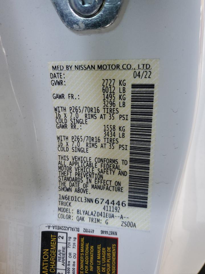 2022 NISSAN FRONTIER S VIN:1N6ED1CL3NN674446