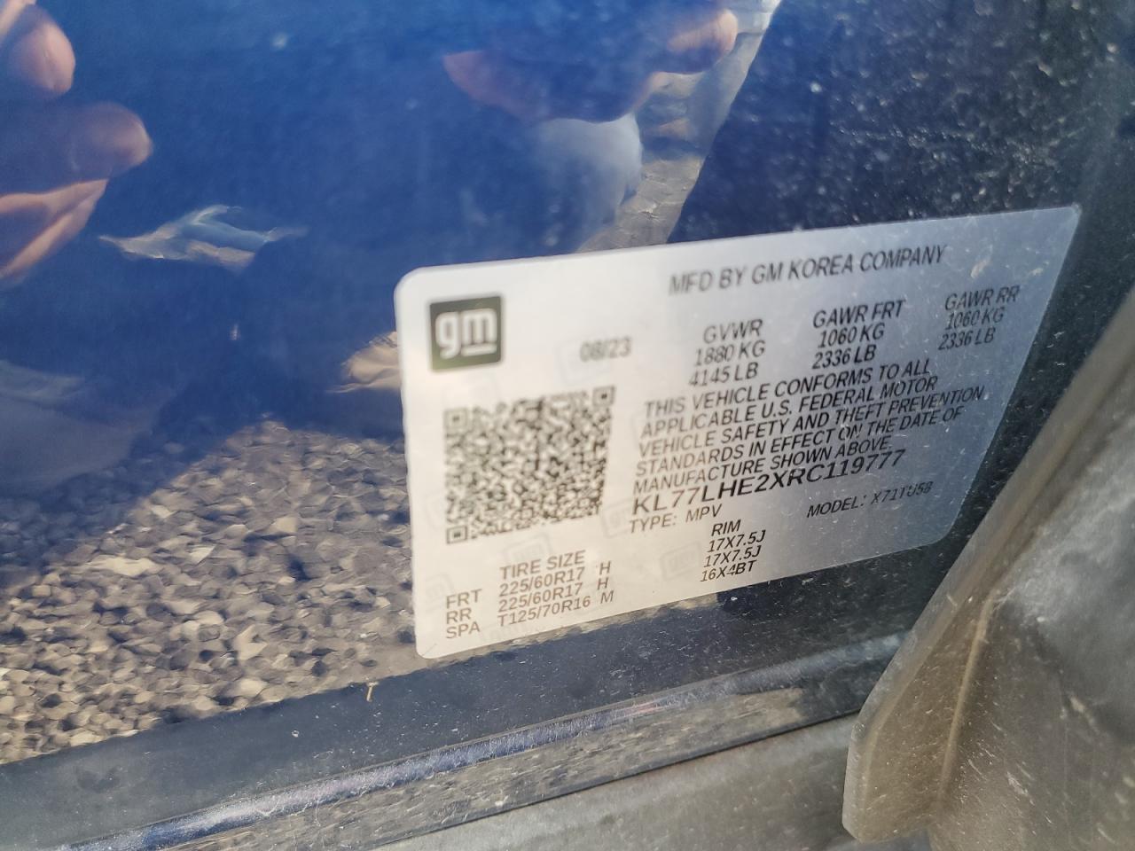 2024 CHEVROLET TRAX 1LT VIN:KL77LHE2XRC119777