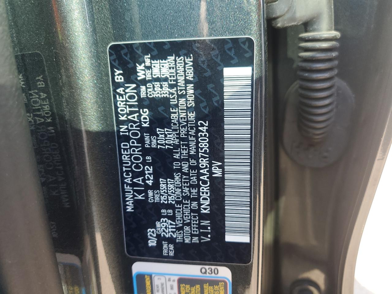 2024 KIA SELTOS EX VIN:KNDERCAA9R7580342
