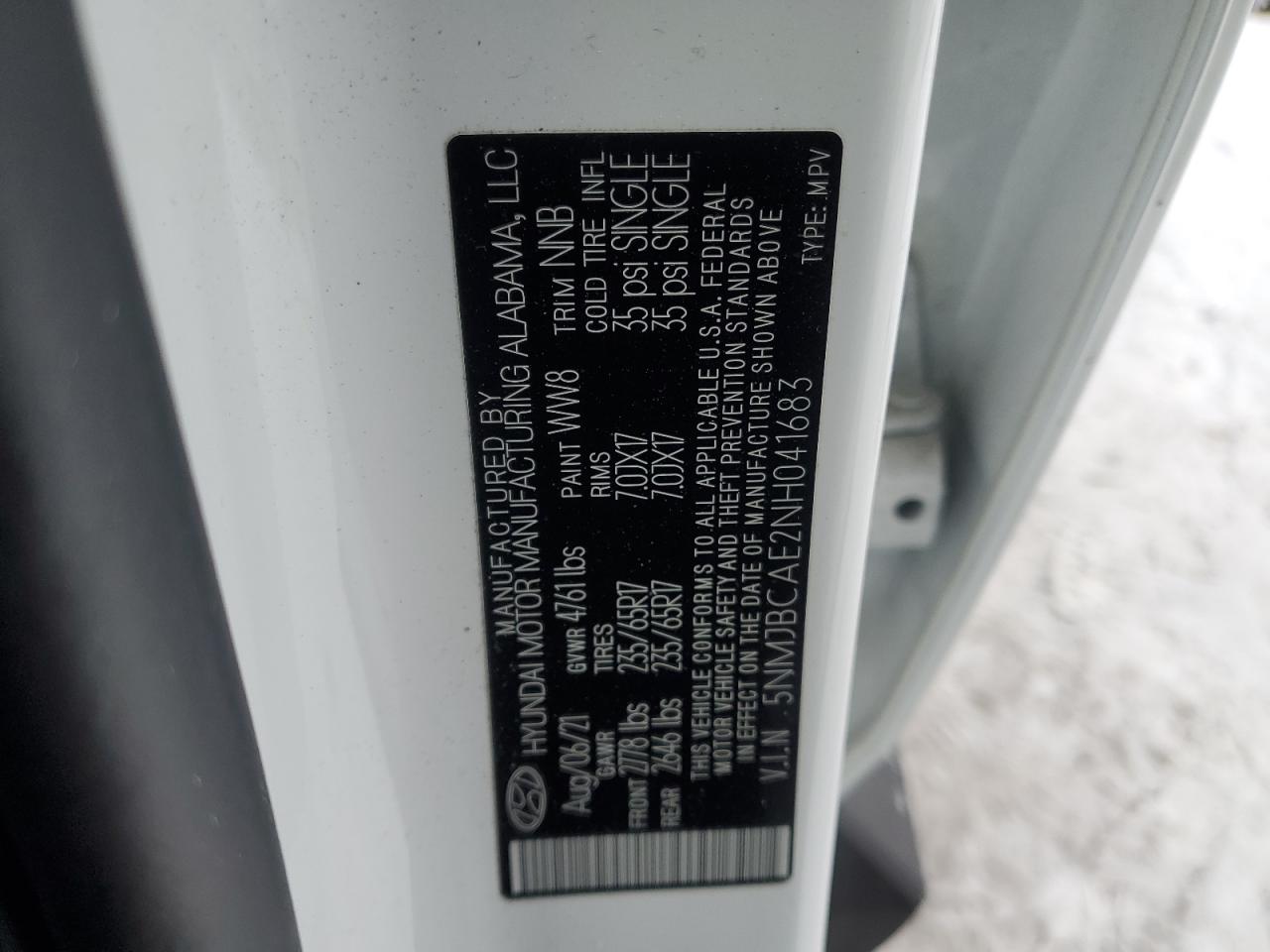 2022 HYUNDAI TUCSON SEL VIN:5NMJBCAE2NH041683