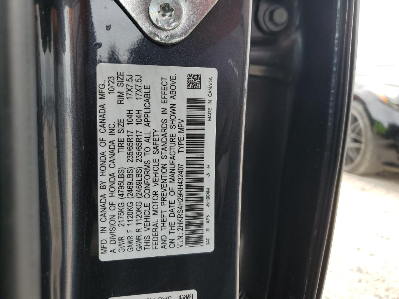 2024 HONDA CR-V LX VIN:2HKRS4H29RH432407