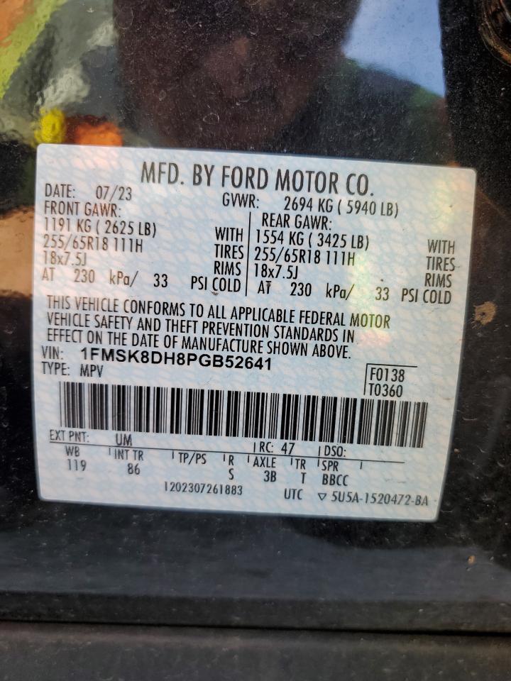 2023 FORD EXPLORER XLT VIN:1FMSK8DH8PGB52641