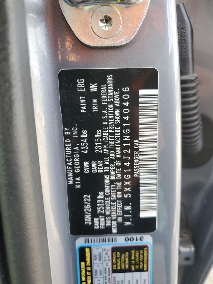 2022 KIA K5 LXS VIN:5XXG14J21NG140406