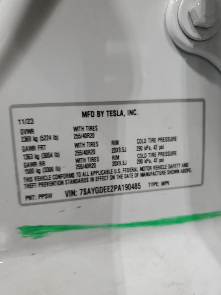2023 TESLA MODEL Y VIN:7SAYGDEE2PA190485