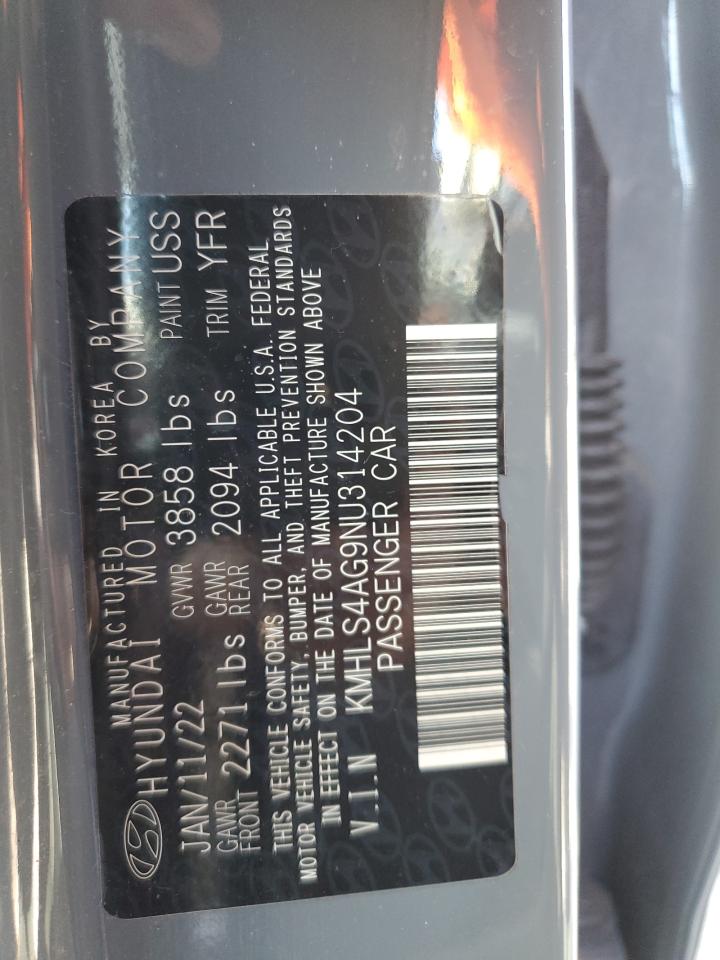 2022 HYUNDAI ELANTRA SEL VIN:KMHLS4AG9NU314204