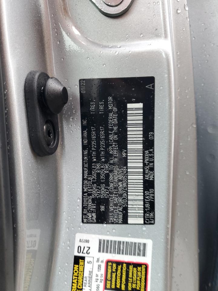 2022 TOYOTA SIENNA XLE VIN:5TDJSKFC9NS052484