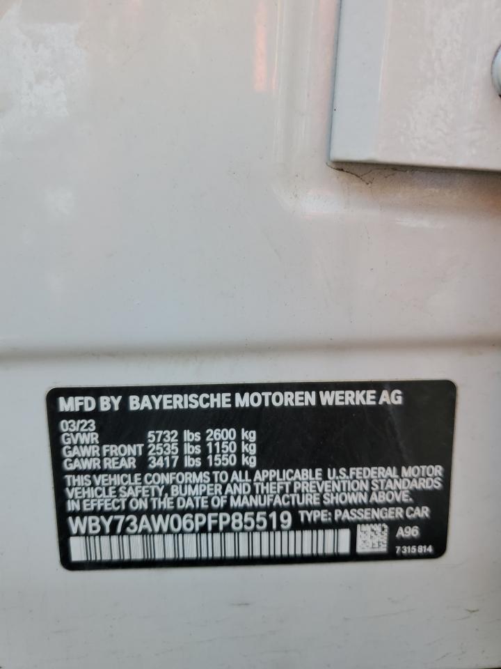 2023 BMW I4 EDRIVE40 VIN:WBY73AW06PFP85519