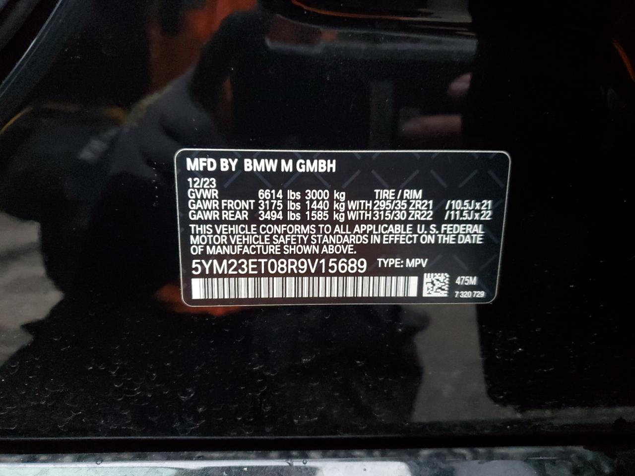 2024 BMW X6 M COMPETITION VIN:5YM23ET08R9V15689