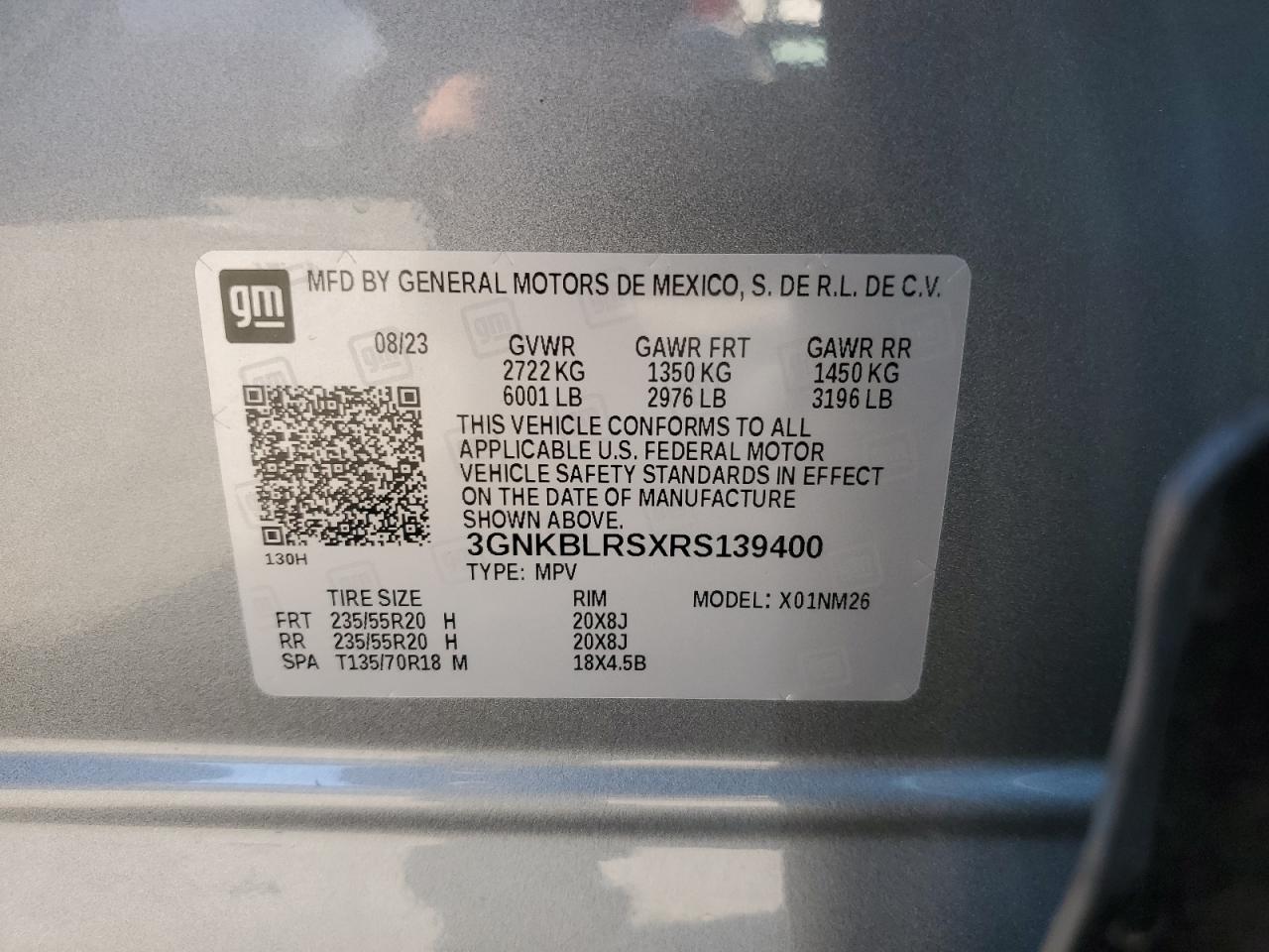 2024 CHEVROLET BLAZER PREMIER VIN:3GNKBLRSXRS139400