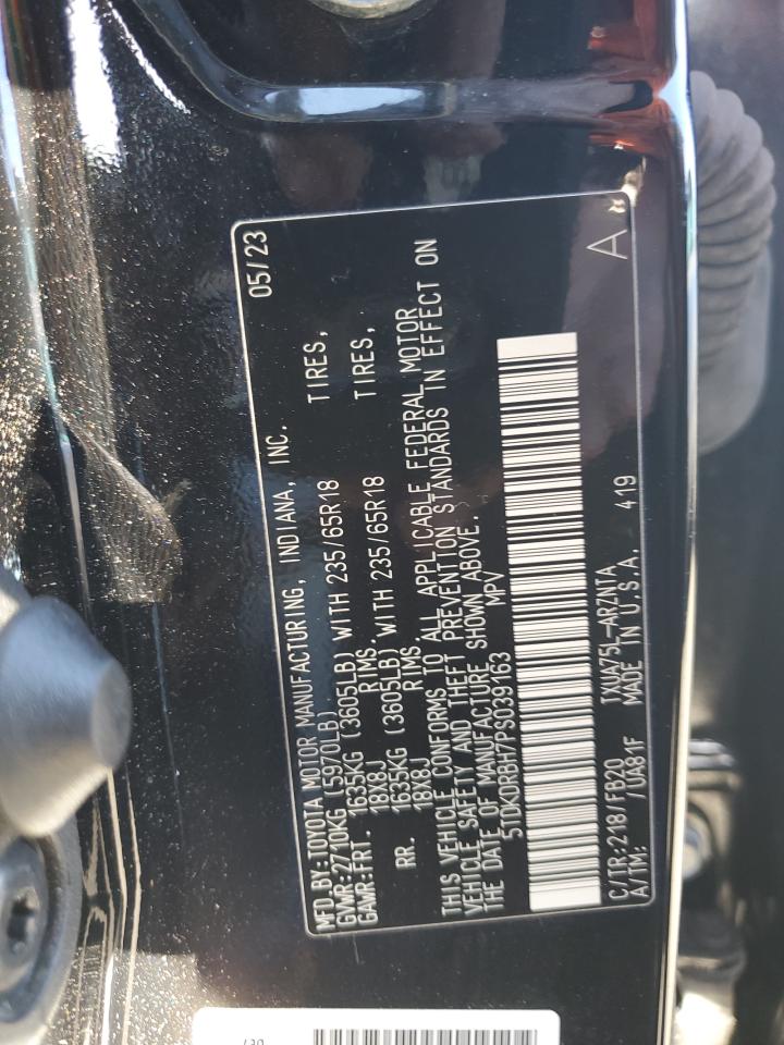 2023 TOYOTA HIGHLANDER L VIN:5TDKDRBH7PS039163