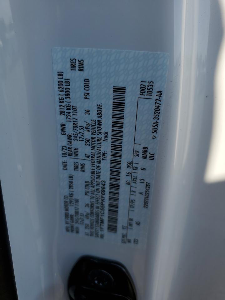 2023 FORD F150 VIN:1FTMF1C55PKF69843