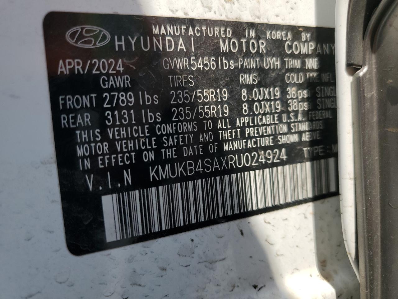 2024 GENESIS GV60 STANDARD VIN:KMUKB4SAXRU024924