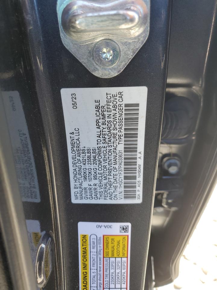 2023 HONDA ACCORD EX VIN:1HGCY1F37PA033631