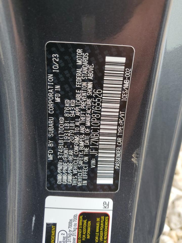 2023 TOYOTA GR 86 VIN:JF1ZNBC10P8765526