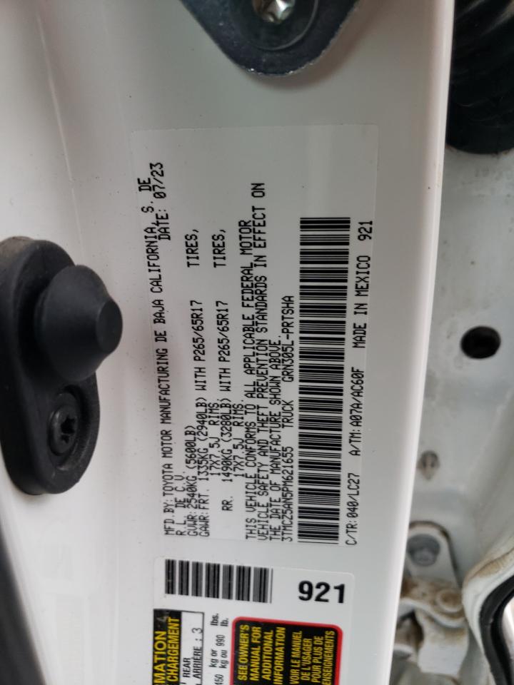 2023 TOYOTA TACOMA DOUBLE CAB VIN:3TMCZ5AN5PM621655