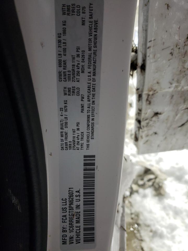 2023 RAM 1500 TRADESMAN VIN:1C6RREGT8PN626071