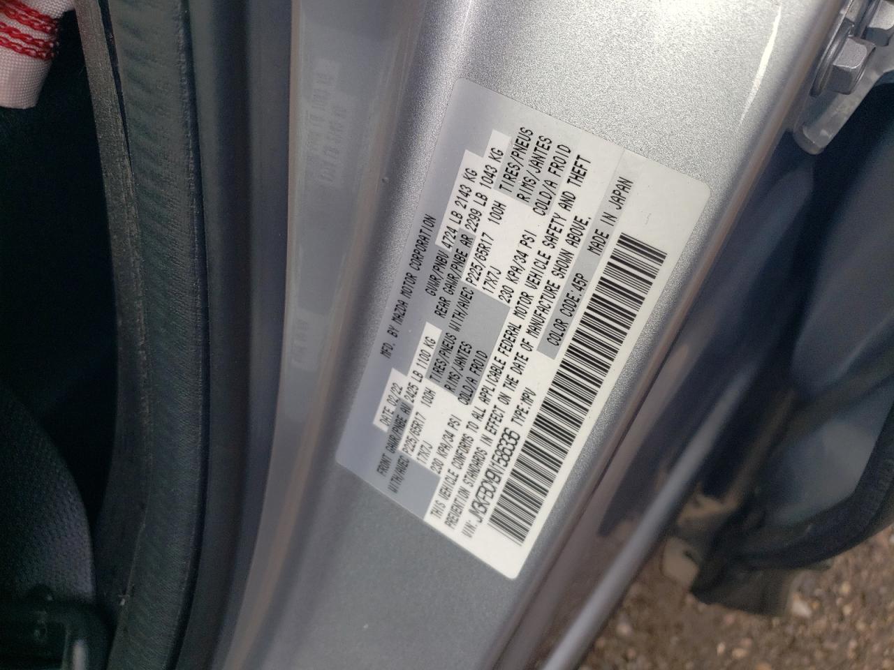 2022 MAZDA CX-5 PREFERRED VIN:JM3KFBCM9N1586336
