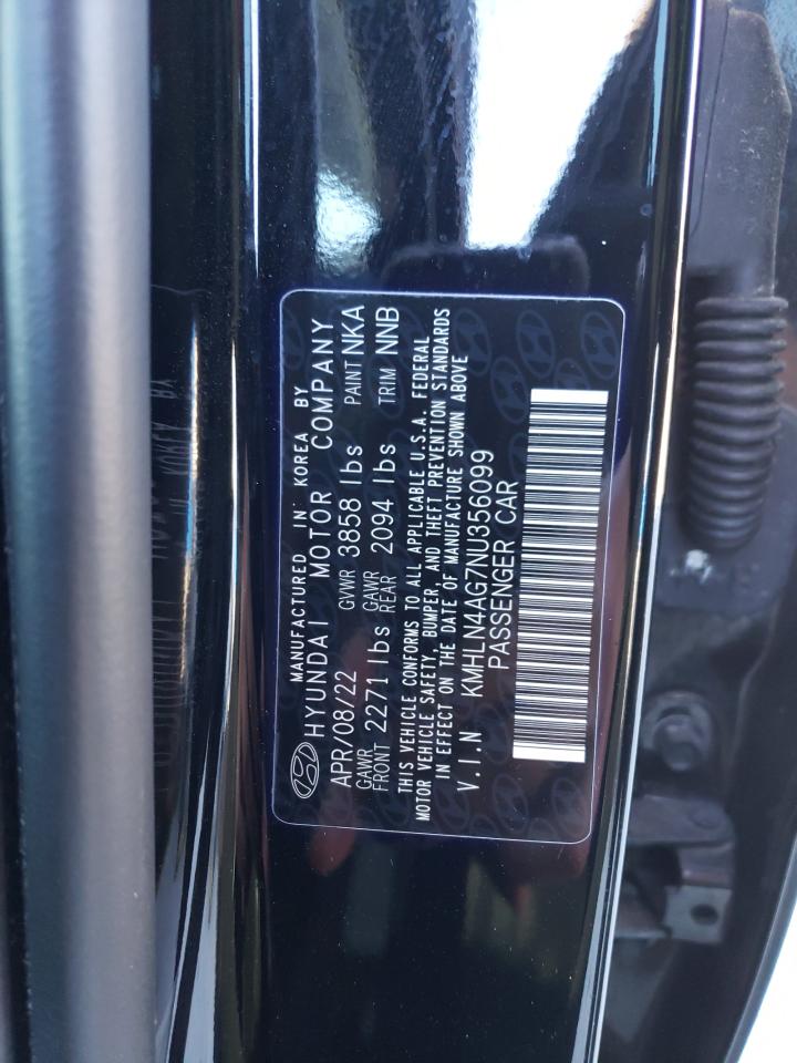 2022 HYUNDAI ELANTRA SEL VIN:KMHLN4AG7NU356099