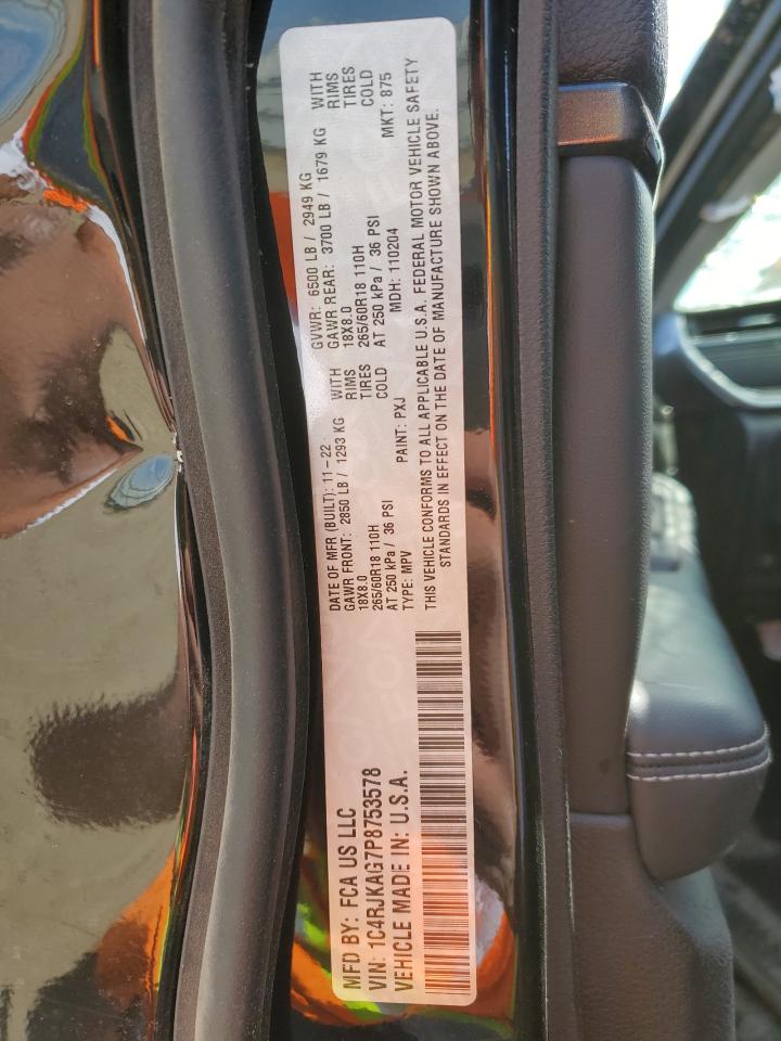 2023 JEEP GRAND CHEROKEE L LAREDO VIN:1C4RJKAG7P8753578