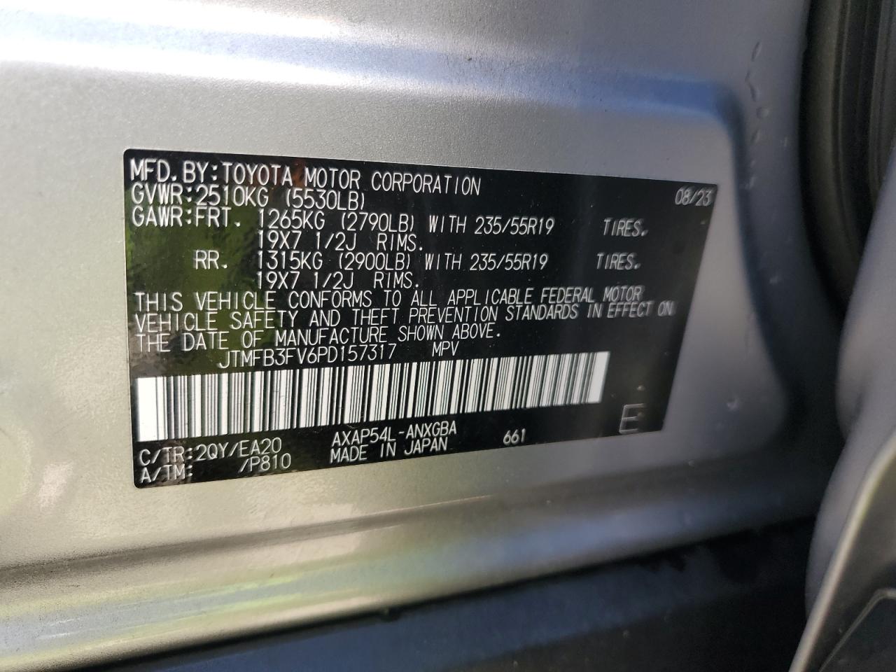 2023 TOYOTA RAV4 PRIME XSE VIN:JTMFB3FV6PD157317