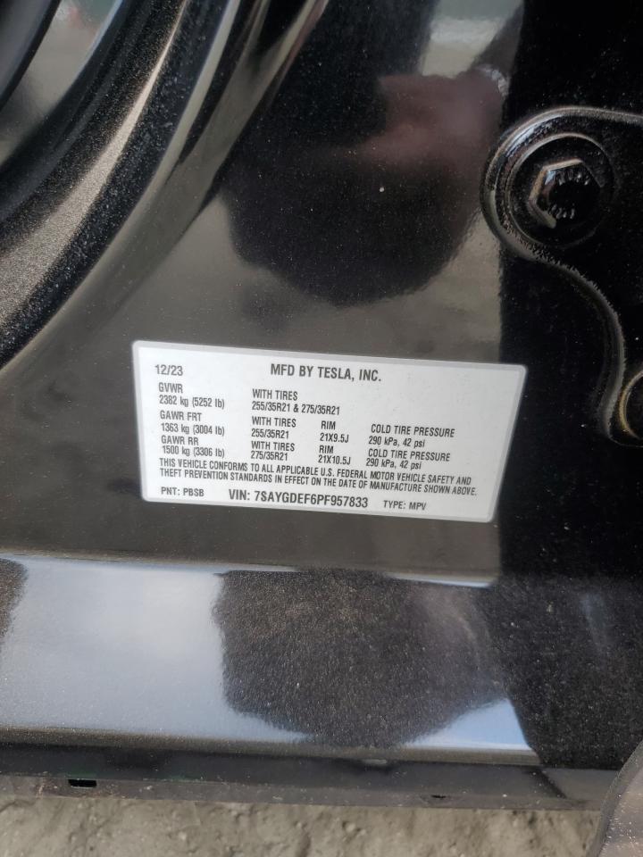 2023 TESLA MODEL Y VIN:7SAYGDEF6PF957833