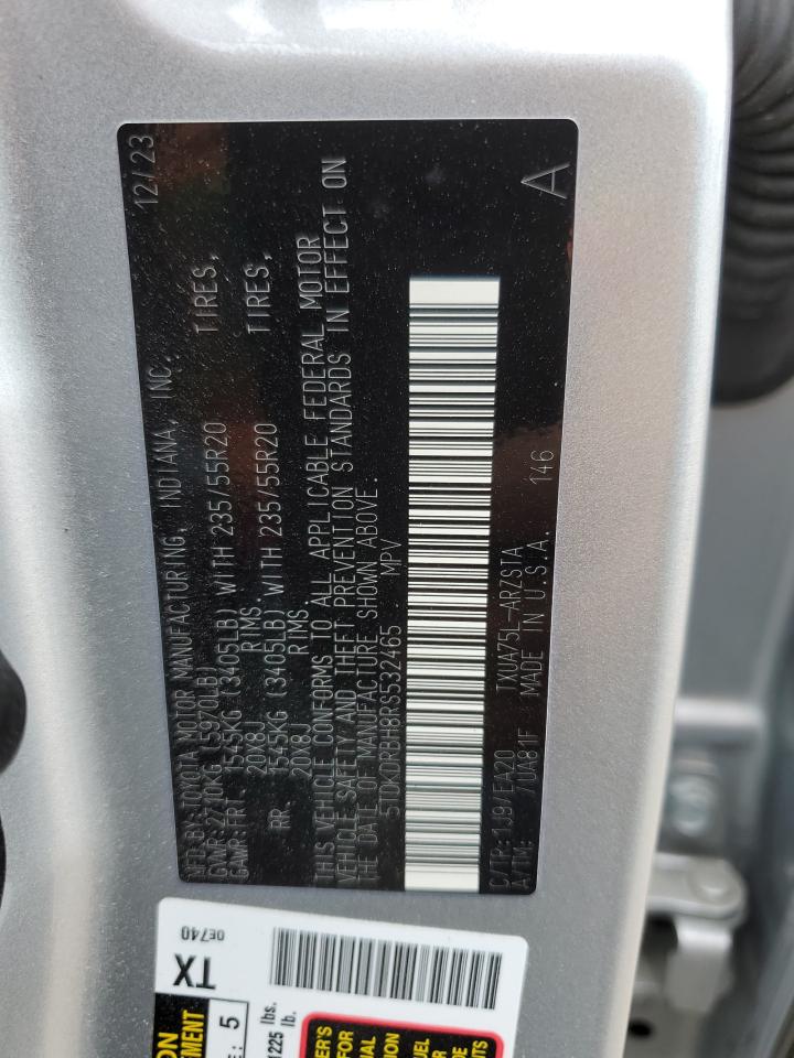 2024 TOYOTA HIGHLANDER LE VIN:5TDKDRBH8RS532465