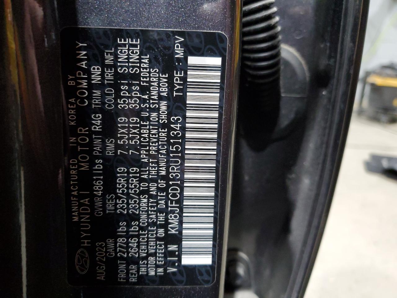 2024 HYUNDAI TUCSON N LINE VIN:1GCNCPEH6EZ314825