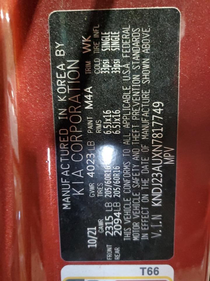 2022 KIA SOUL LX VIN:KNDJ23AUXN7817749