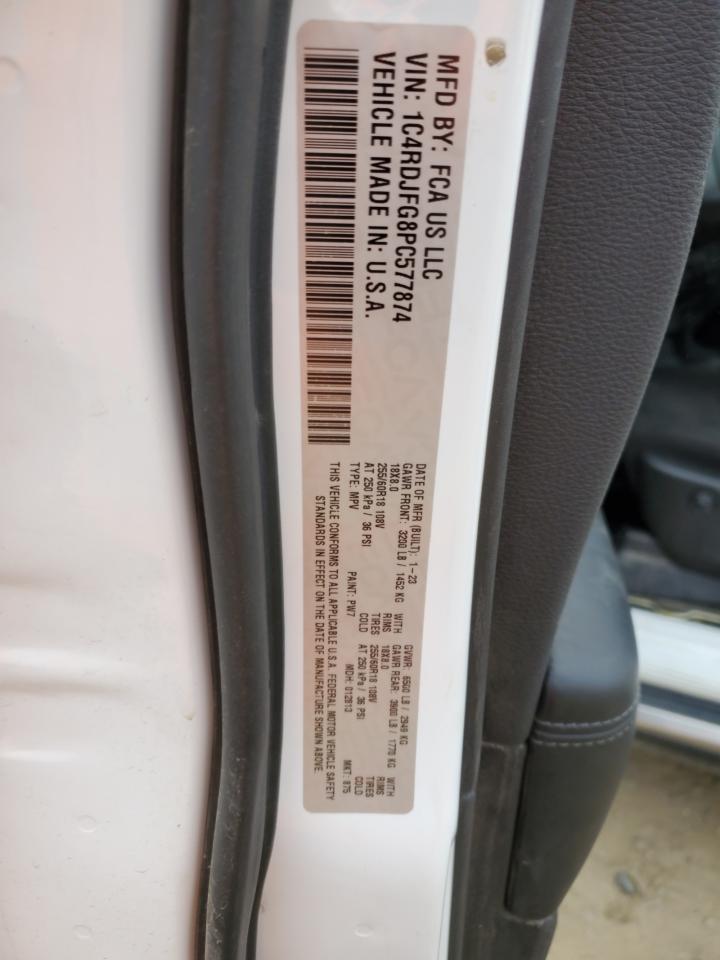 2023 DODGE DURANGO PURSUIT VIN:1C4RDJFG8PC577874