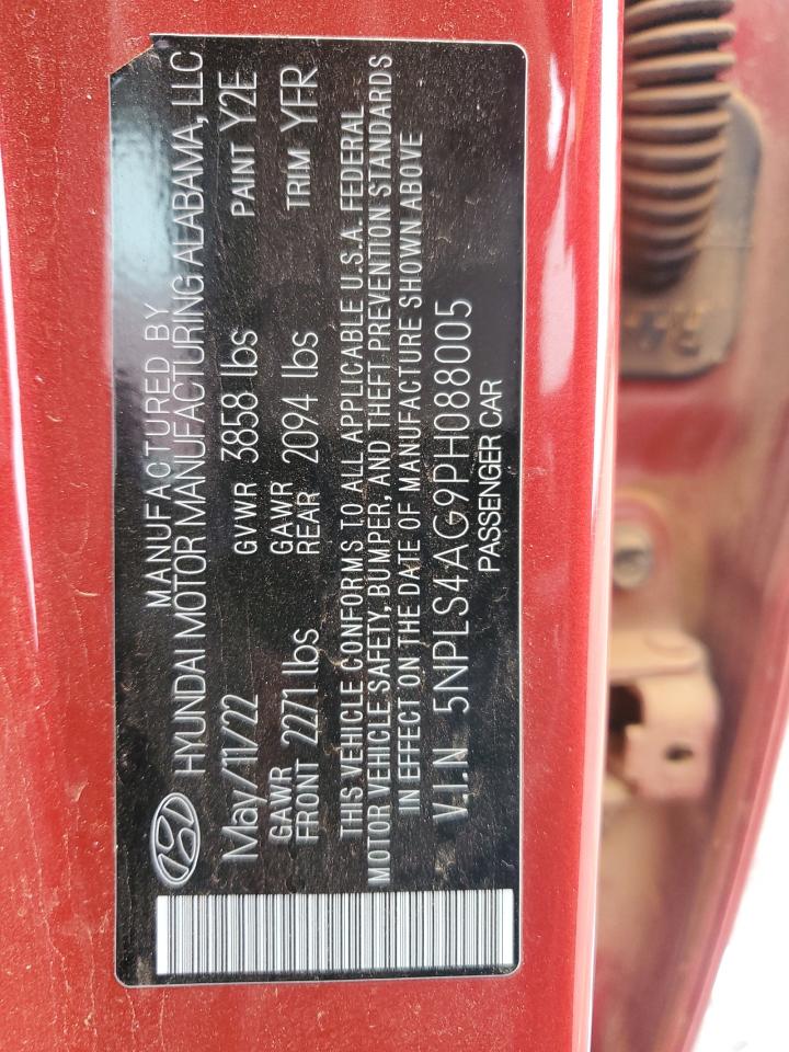 2023 HYUNDAI ELANTRA SEL VIN:5NPLS4AG9PH088005