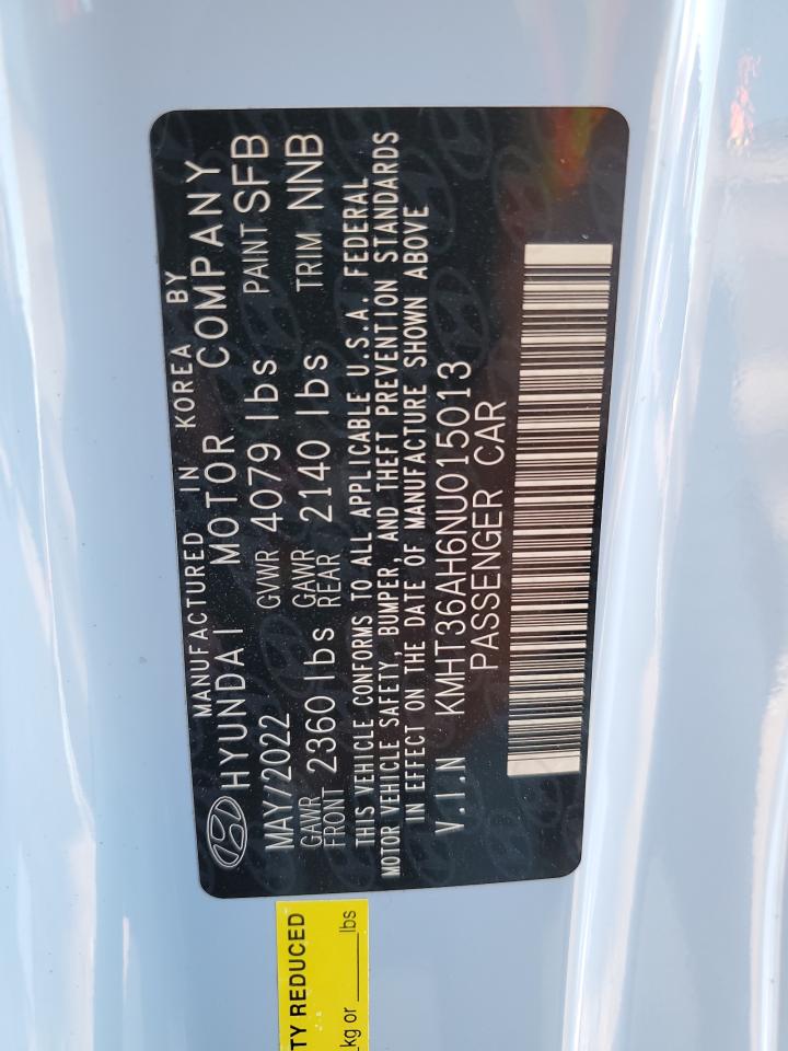 2022 HYUNDAI VELOSTER N VIN:KMHT36AH6NU015013