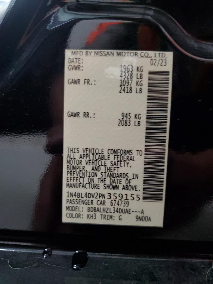 2023 NISSAN ALTIMA SV VIN:1N4BL4DV2PN359155