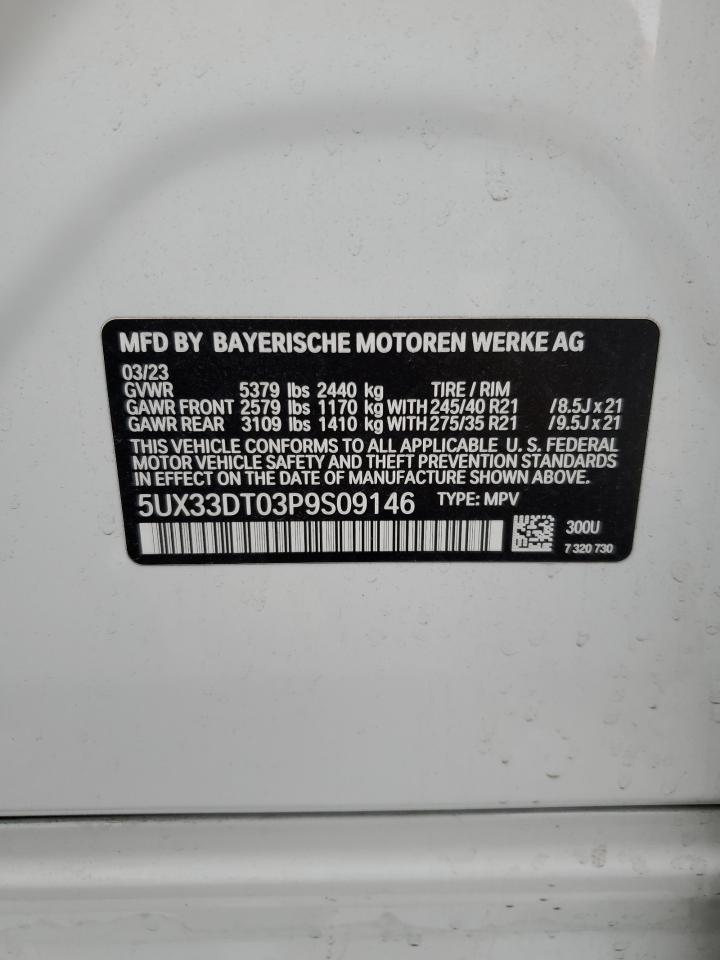 2023 BMW X4 XDRIVE30I VIN:5UX33DT03P9S09146