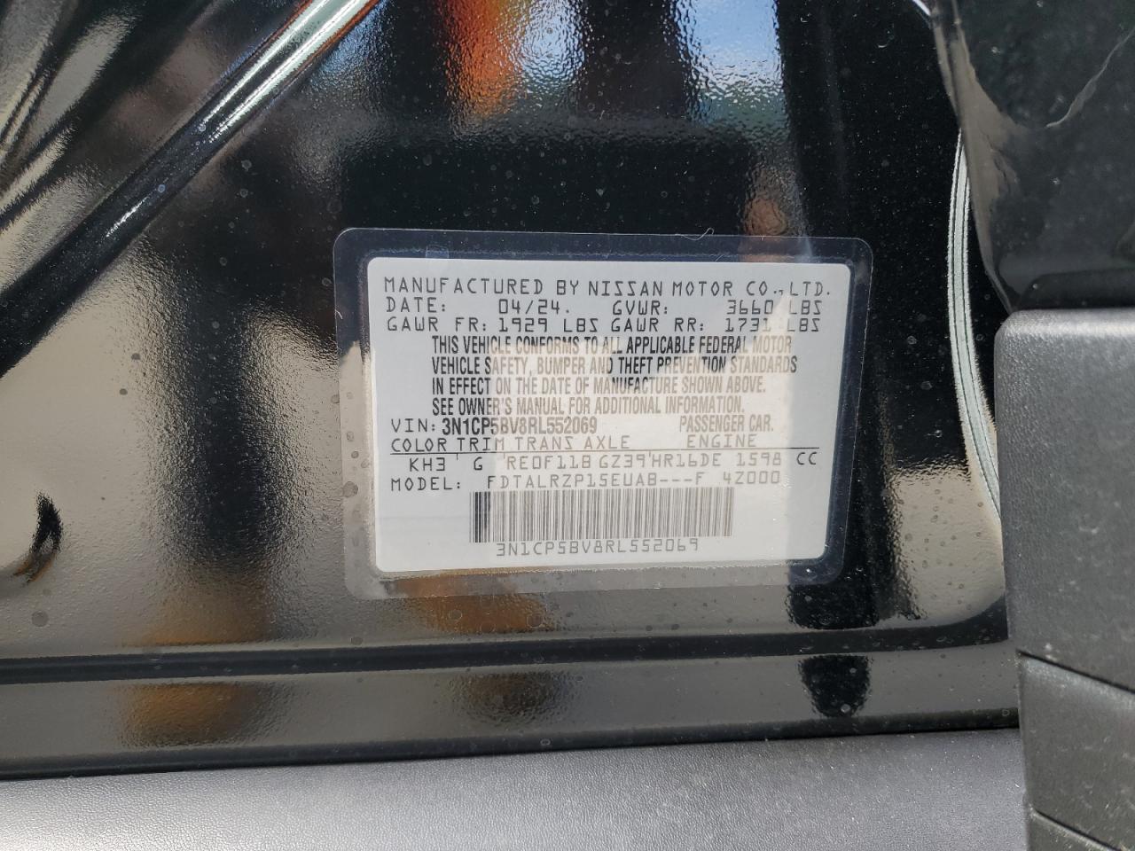 2024 NISSAN KICKS S VIN:3N1CP5BV8RL552069