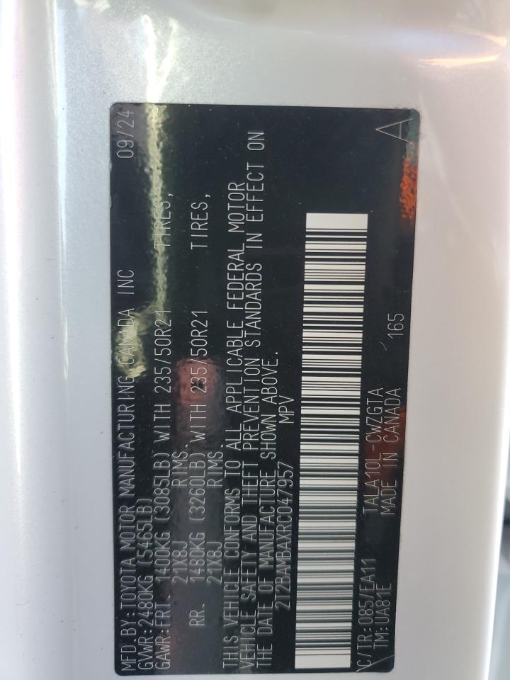 2024 LEXUS RX 350 BASE VIN:2T2BAMBAXRC047957