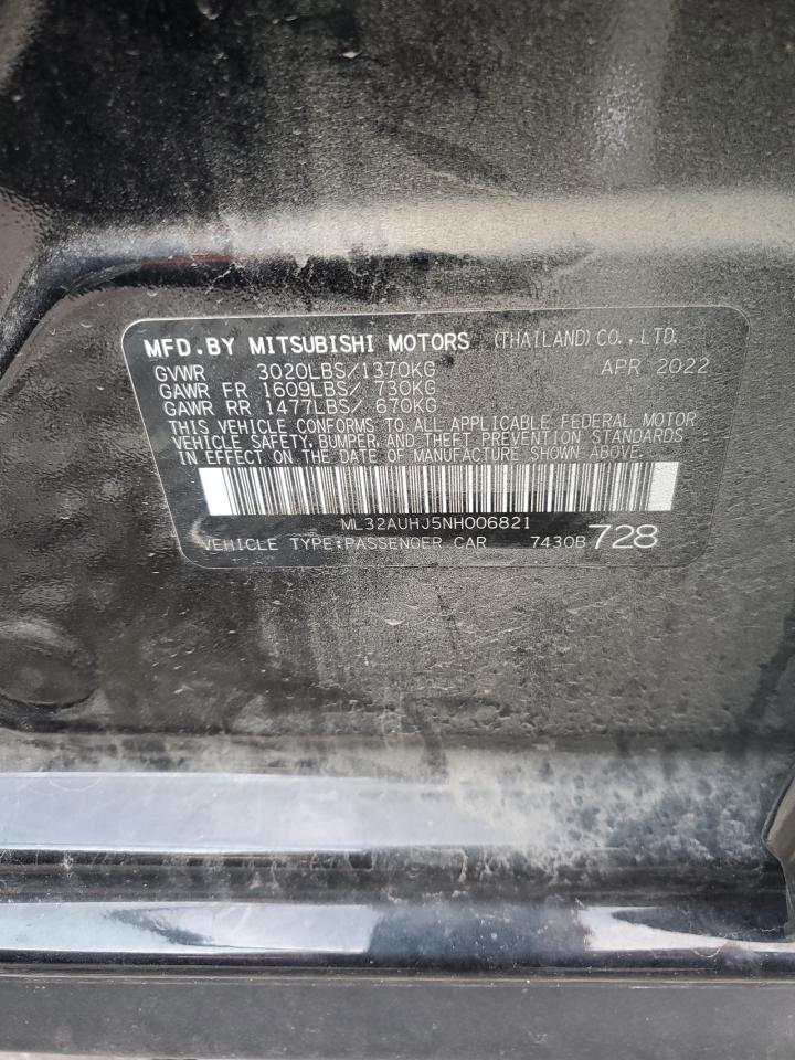 2022 MITSUBISHI MIRAGE ES VIN:ML32AUHJ5NH006821