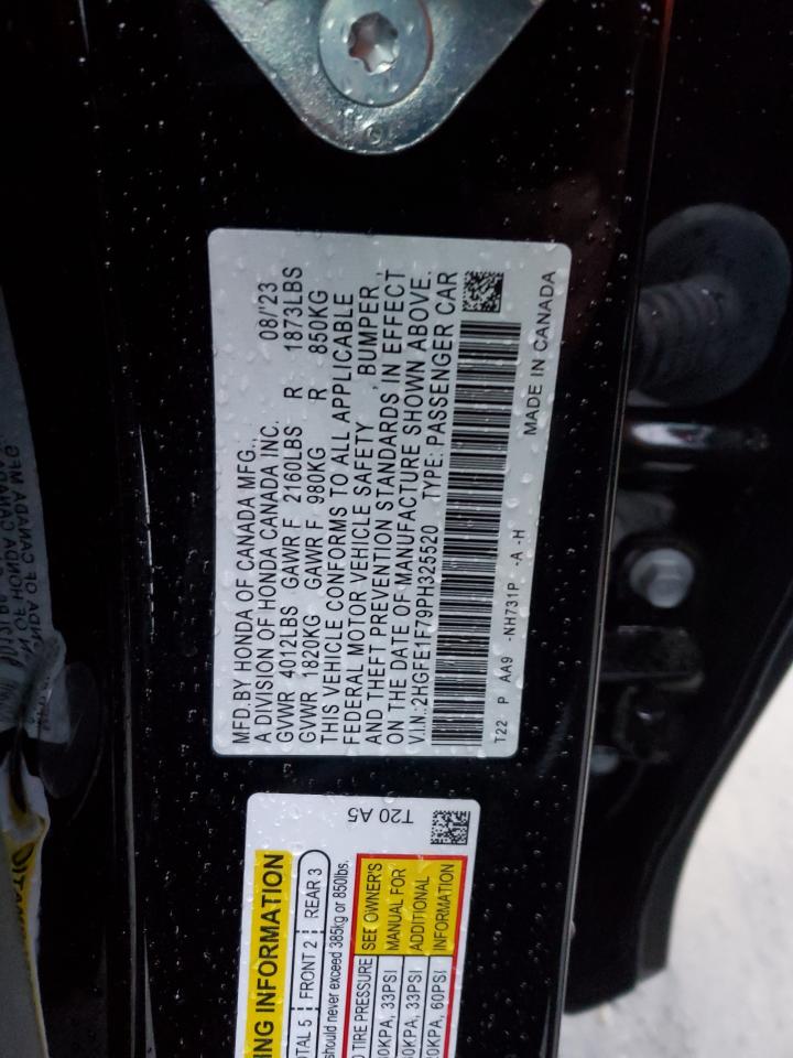 2023 HONDA CIVIC EX VIN:2HGFE1F79PH325520