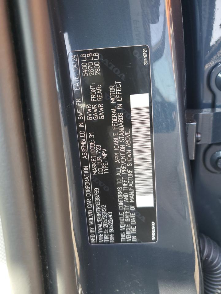 2024 VOLVO XC60 ULTIMATE VIN:YV4L12RM7R1938769
