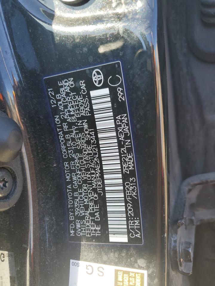 2022 TOYOTA COROLLA LE VIN:JTDEPMAE2NJ213441
