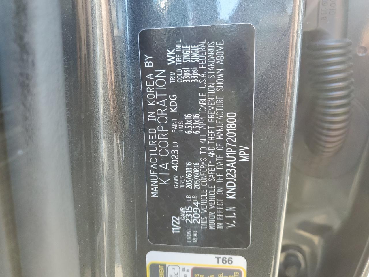 2023 KIA SOUL LX VIN:KNDJ23AU1P7201800