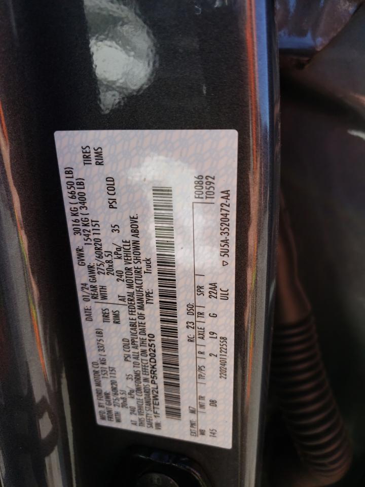 2024 FORD F150 STX VIN:1FTEW2LP5RKD02510