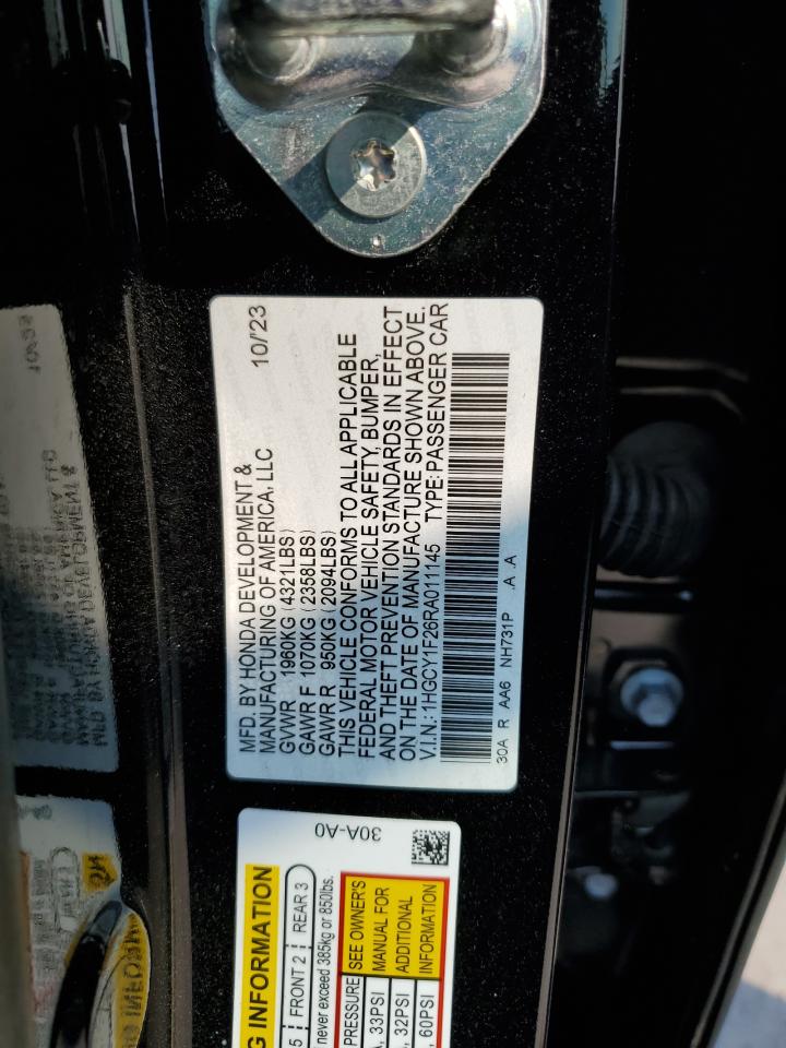 2024 HONDA ACCORD LX VIN:1HGCY1F26RA011145