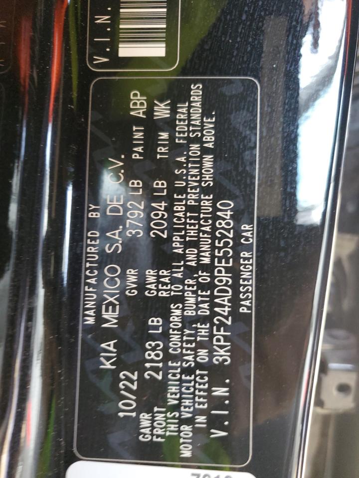 2023 KIA FORTE LX VIN:3KPF24AD9PE552840