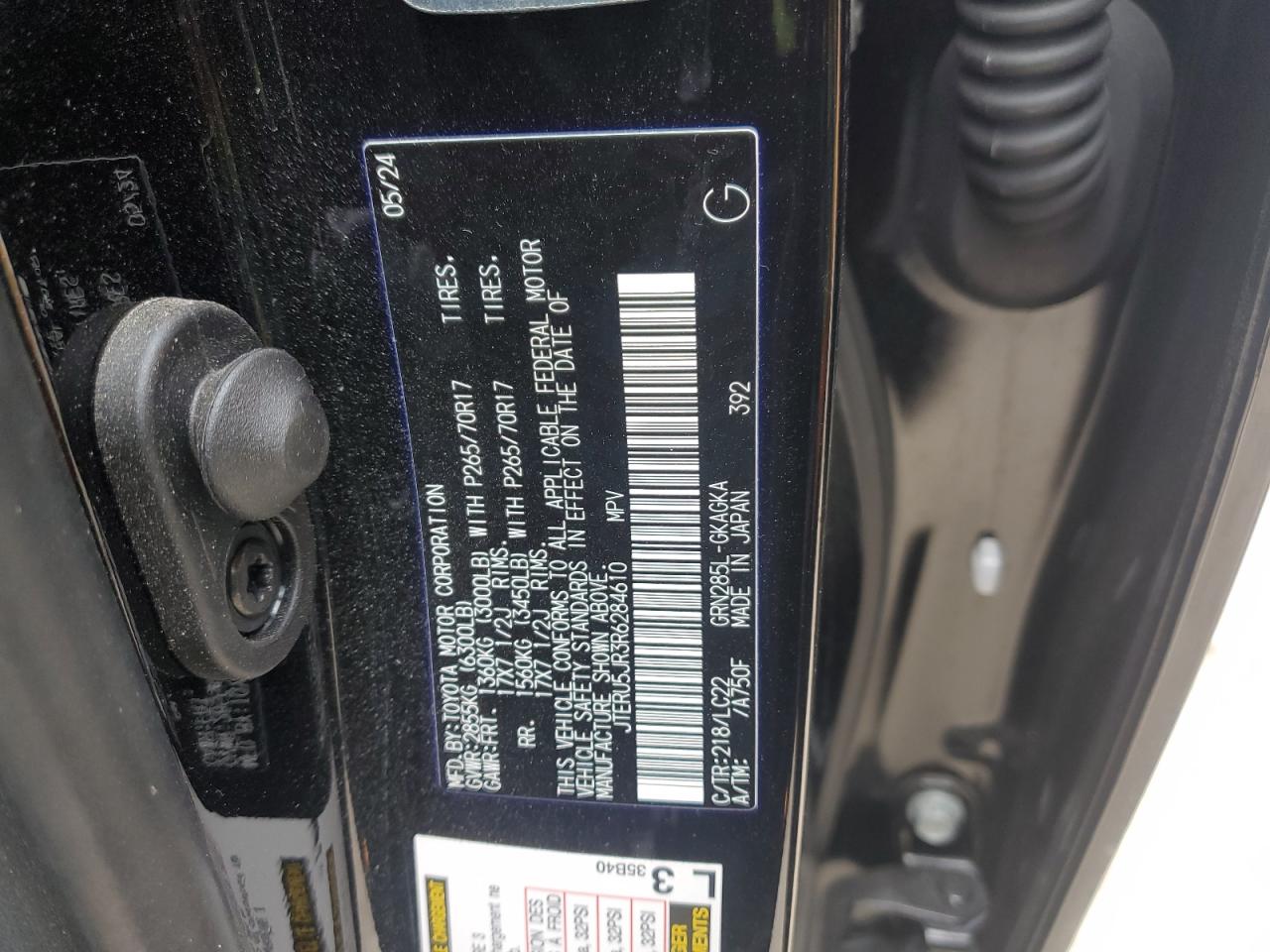 2024 TOYOTA 4RUNNER SR5 PREMIUM VIN:JTERU5JR3R6284610