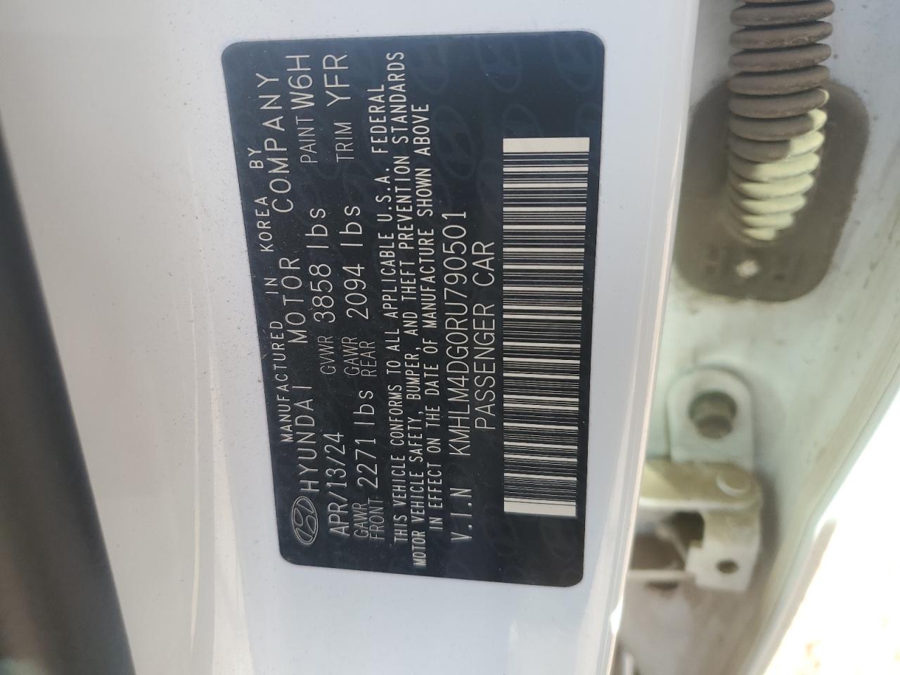 2024 HYUNDAI ELANTRA SEL VIN:KMHLM4DG0RU790501