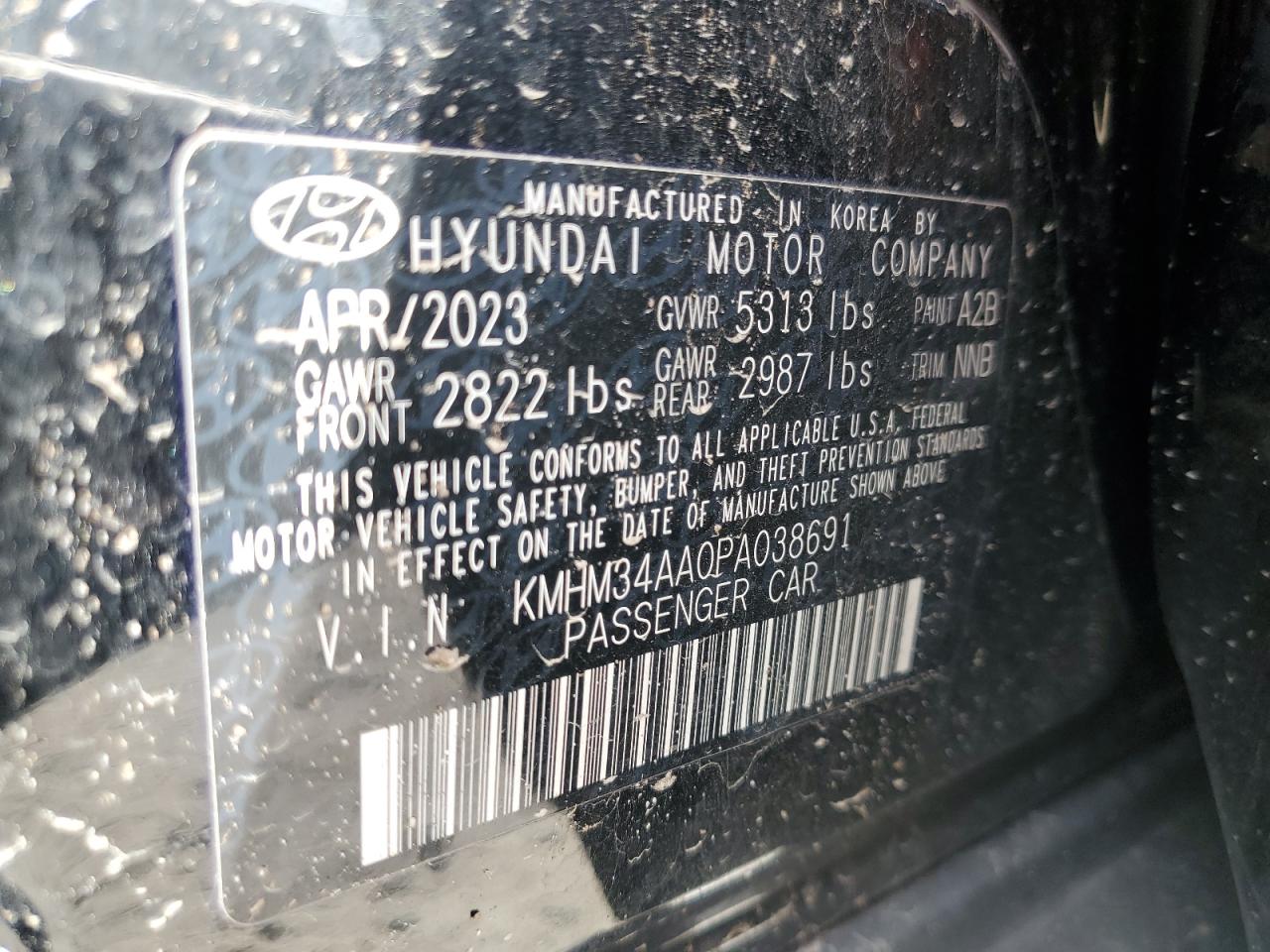 2023 HYUNDAI IONIQ 6 SEL VIN:KMHM34AA0PA038691