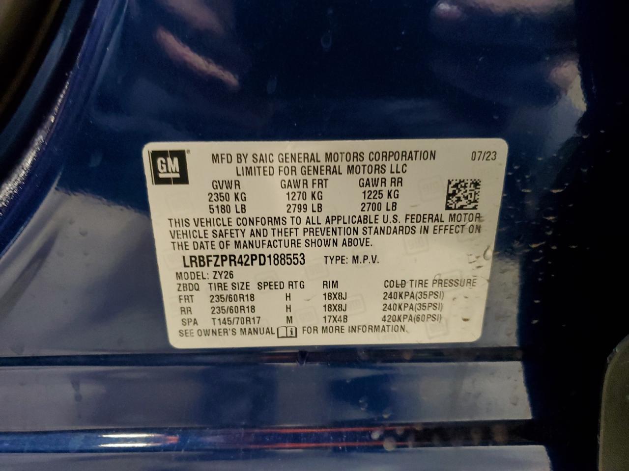 2023 BUICK ENVISION ESSENCE VIN:LRBFZPR42PD188553