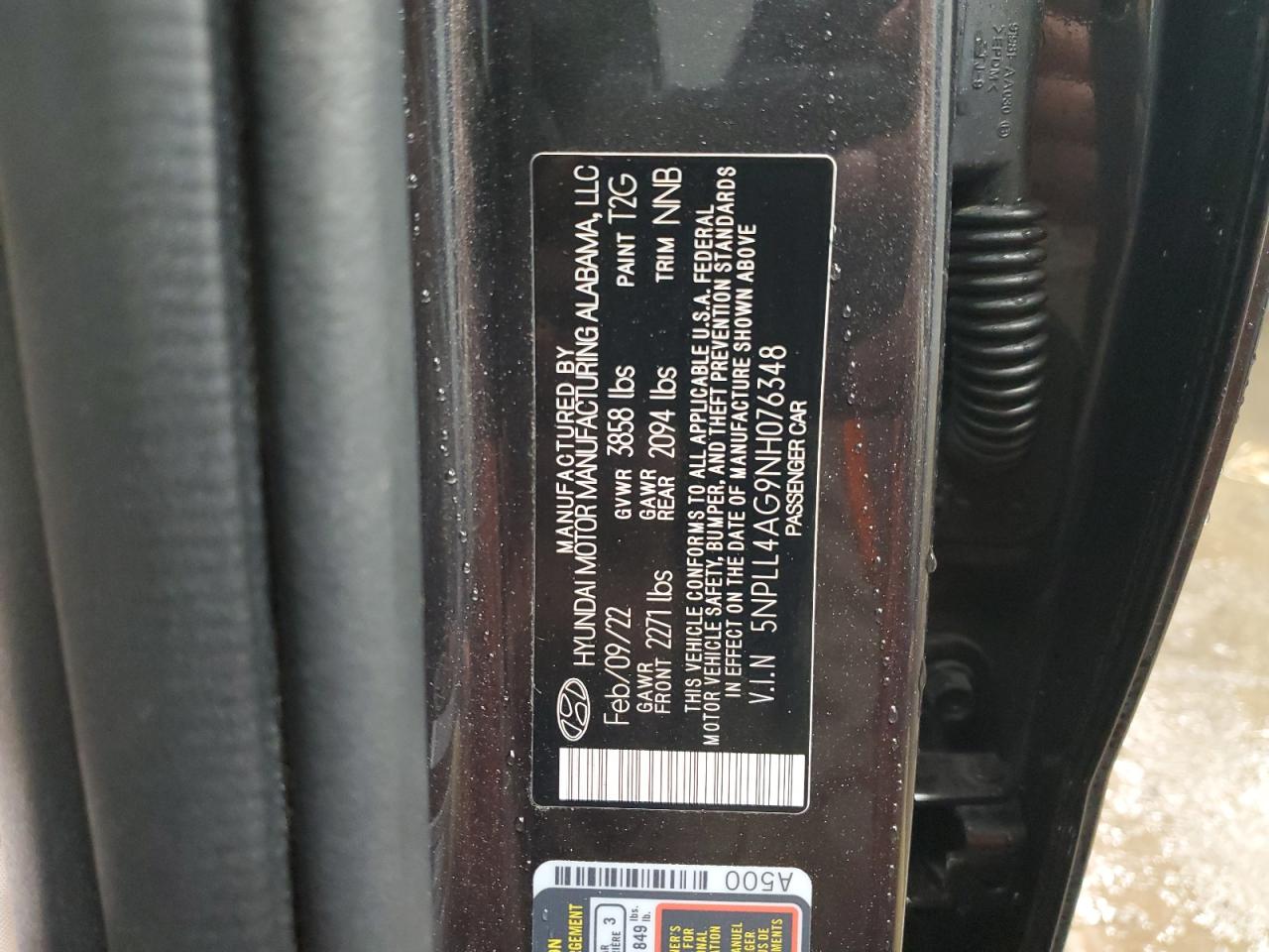 2022 HYUNDAI ELANTRA SE VIN:5NPLL4AG9NH076348