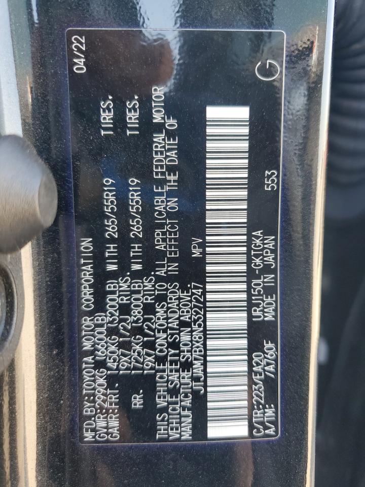 2022 LEXUS GX 460 VIN:JTJAM7BX8N5327247